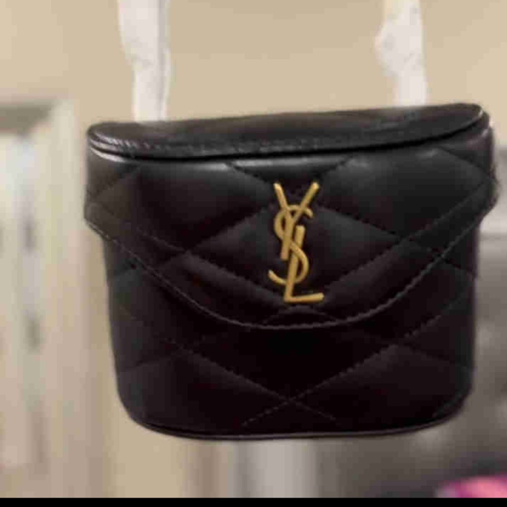 Yves Saint Laurent Black Quilted Mini Bag with Gold Logo